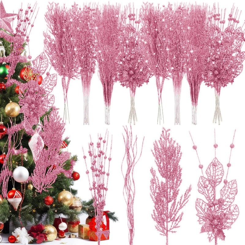 Florist Supply Bulk - 12 stuks roze kerstboom decoratie kunstmatige